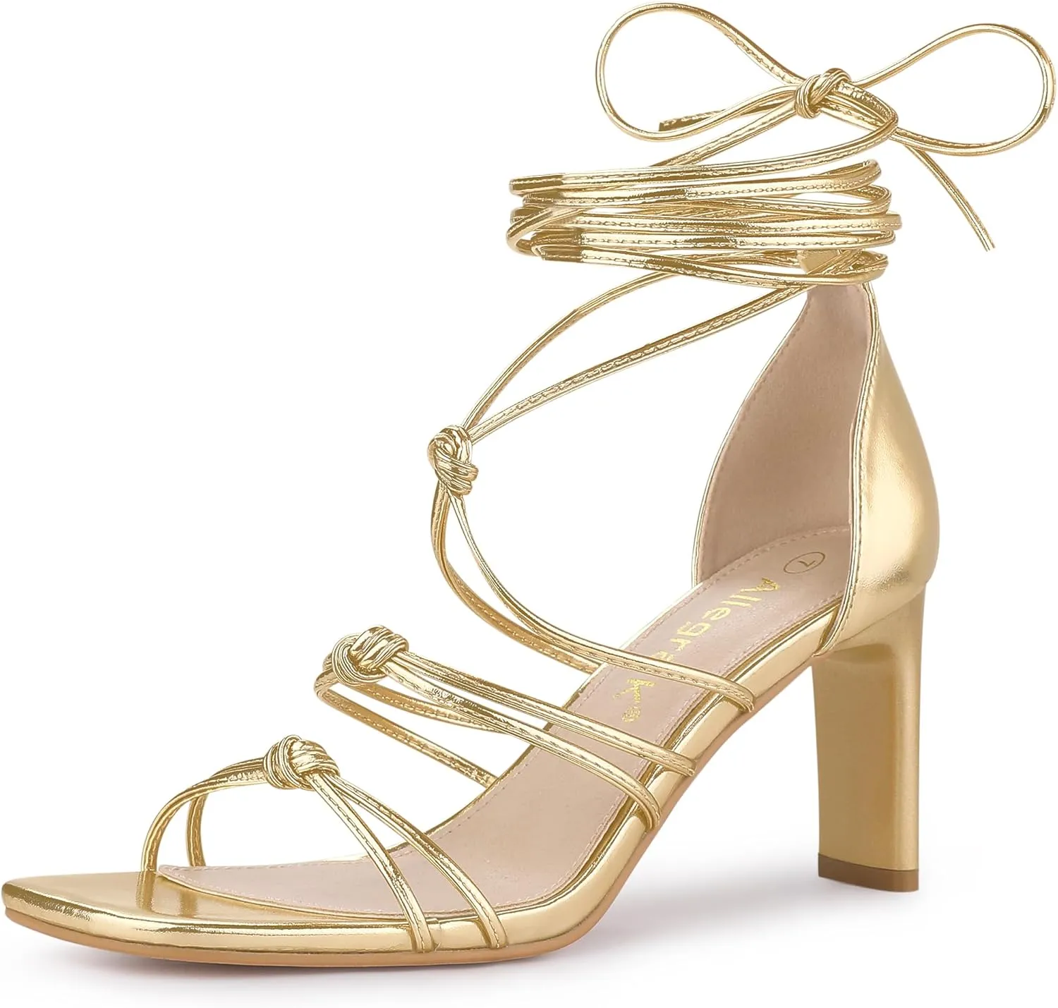 Allegra K Women's Lace Up Strappy Chunky High Heels Sandals