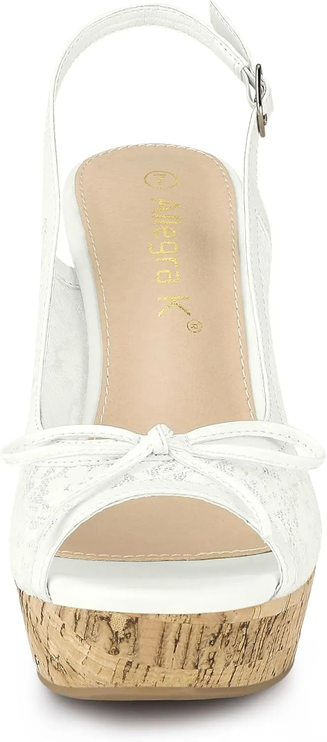 Allegra K Women's Lace Wedges Sandals