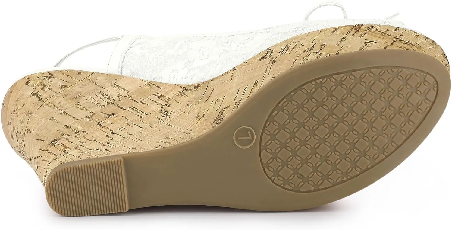 Allegra K Women's Lace Wedges Sandals