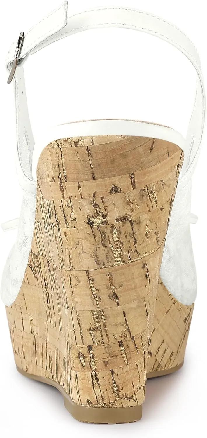 Allegra K Women's Lace Wedges Sandals