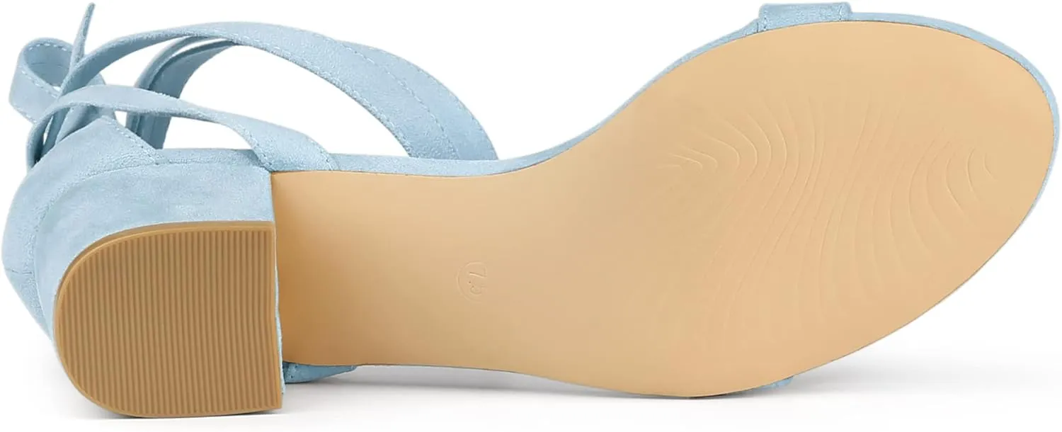 Allegra K Women's Open Toe Block Heel Lace Up Heels Heel Sandals