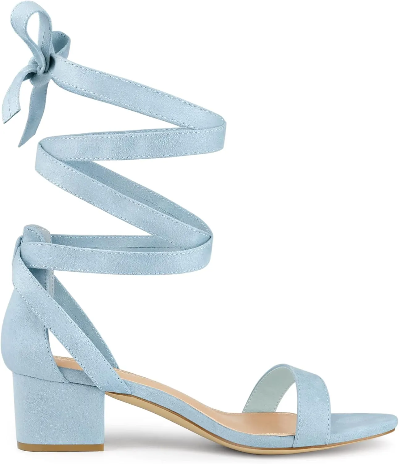 Allegra K Women's Open Toe Block Heel Lace Up Heels Heel Sandals