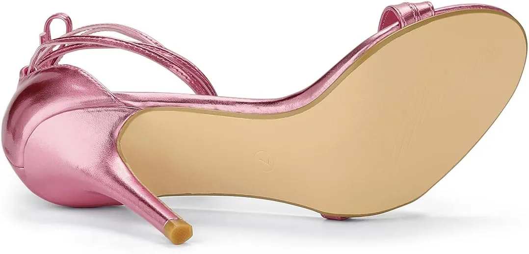 Allegra K Women's Open Toe Lace Up Stiletto Heels Sandals