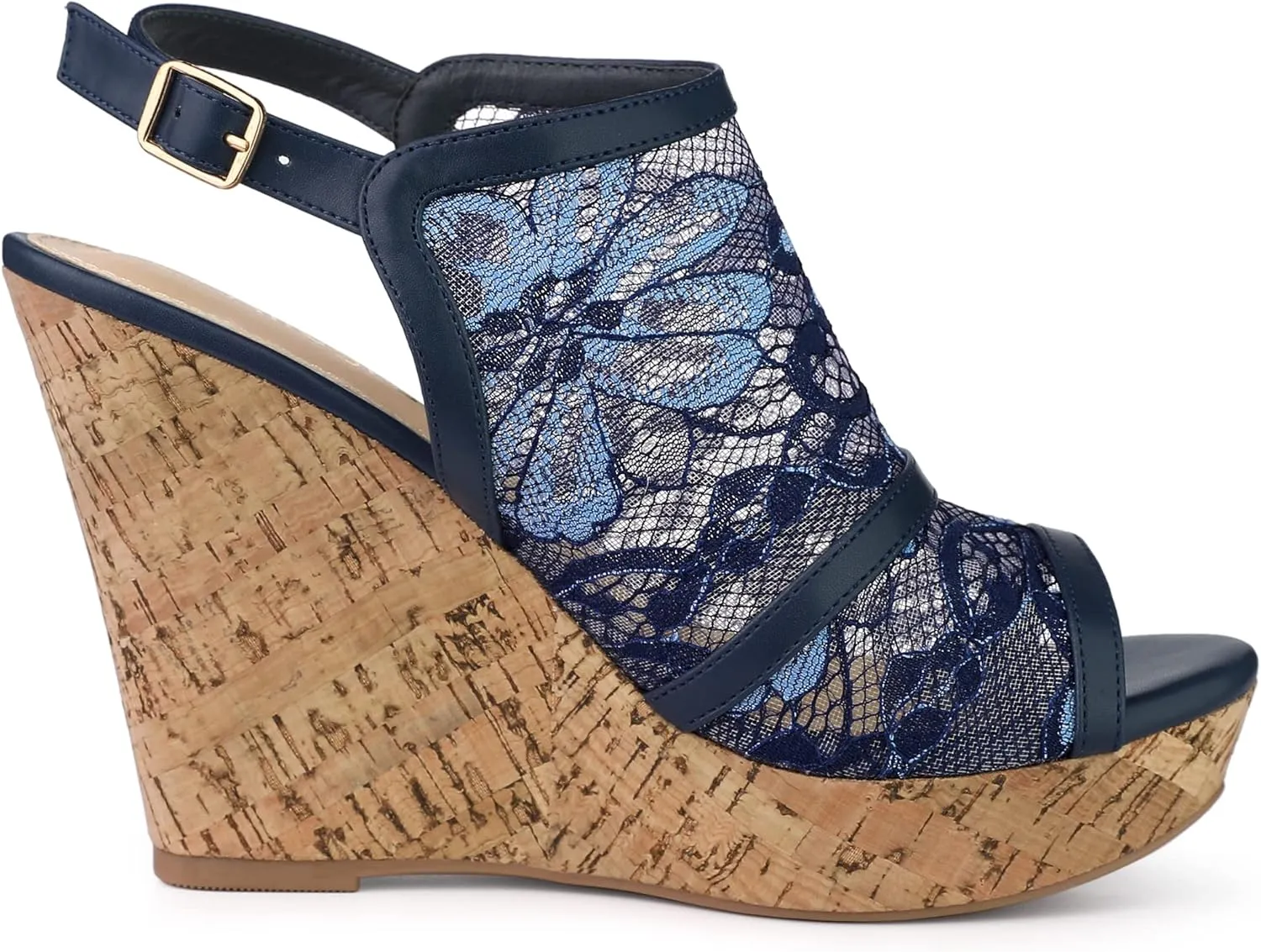 Allegra K Women's Open Toe Platform Heel Lace Wedges Sandals