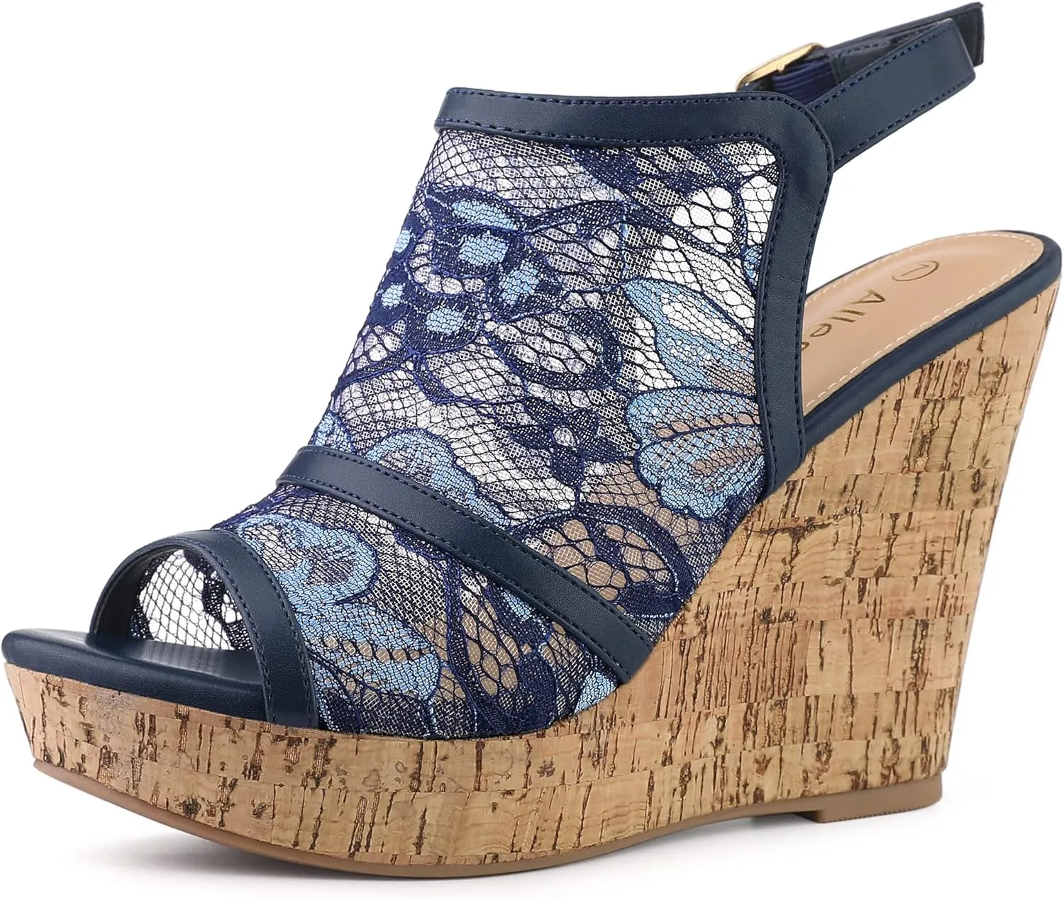 Allegra K Women's Open Toe Platform Heel Lace Wedges Sandals
