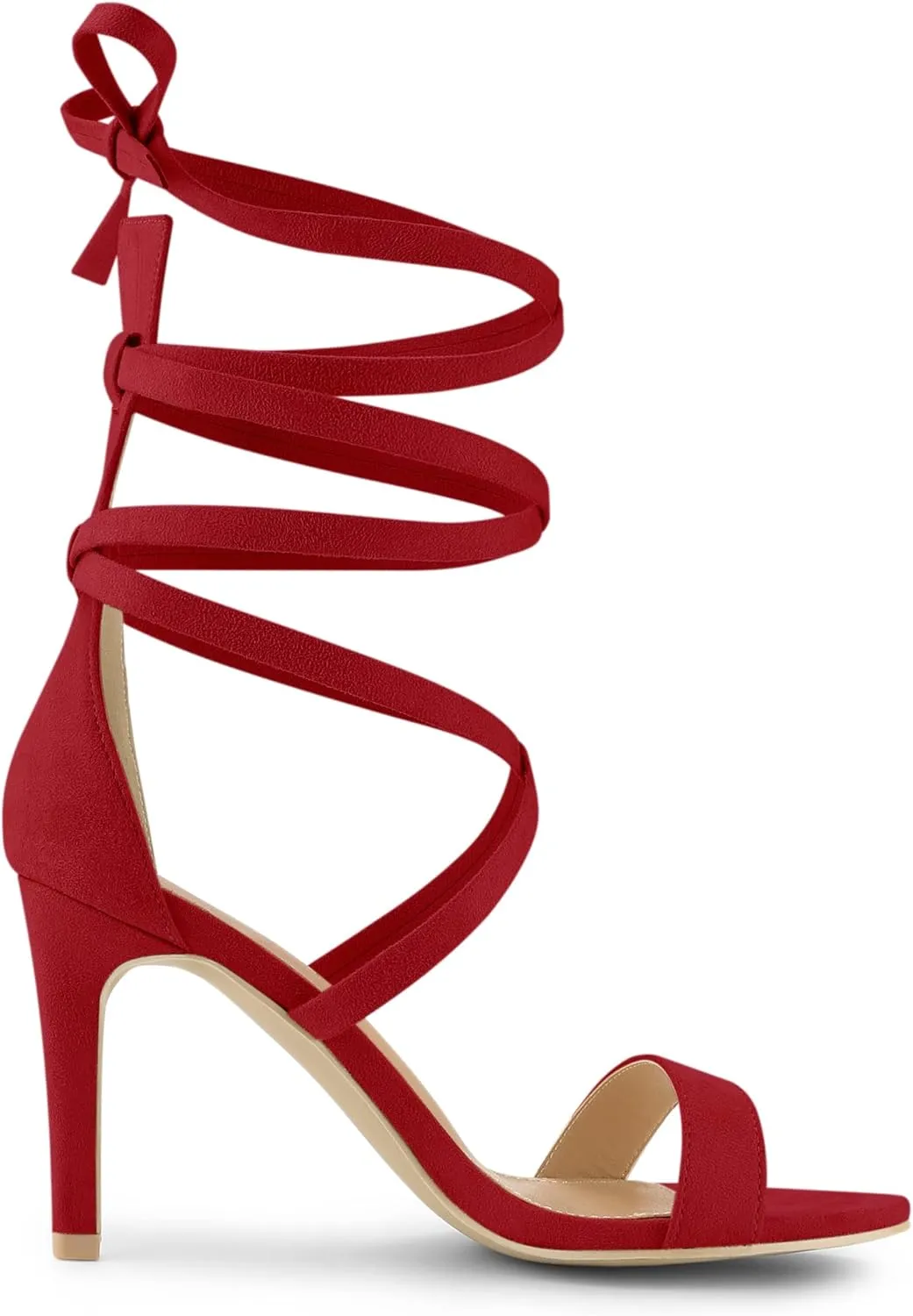 Allegra K Women's Open Toe Stiletto Heel Lace Up Heels Sandals