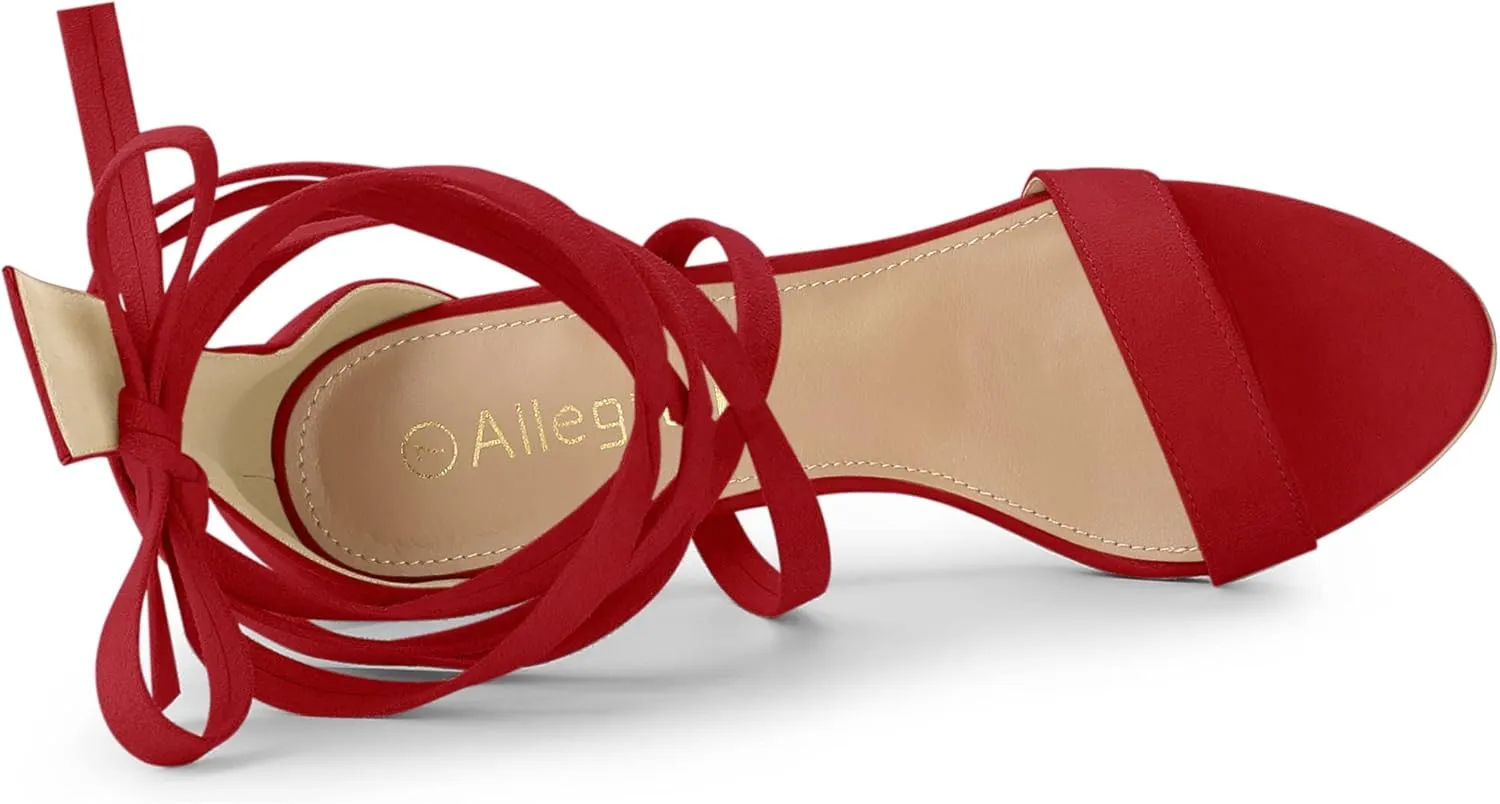 Allegra K Women's Open Toe Stiletto Heel Lace Up Heels Sandals