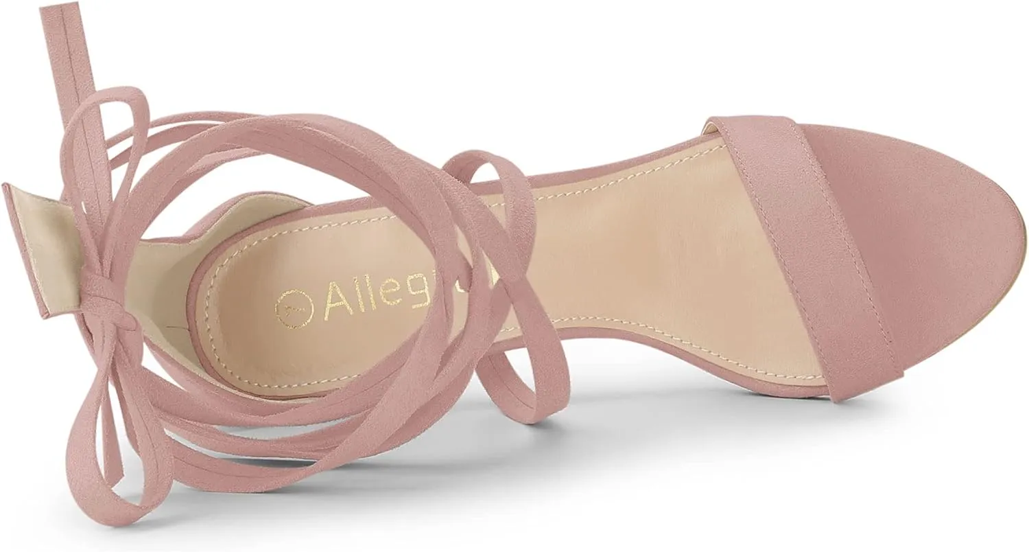 Allegra K Women's Open Toe Stiletto Heel Lace Up Heels Sandals