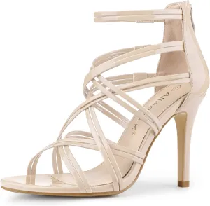 Allegra K Women's Open Toe Strappy Stiletto Heel Lace Up Sandals