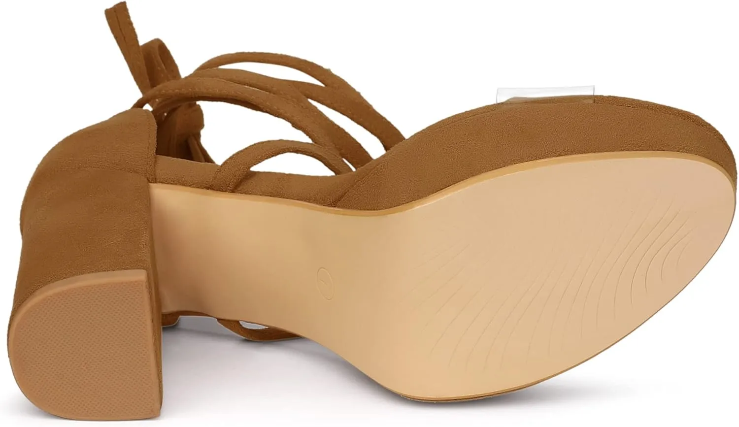 Allegra K Women's Platform Lace Up Clear Chunky Heels Sandals