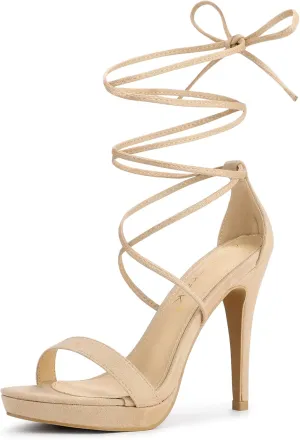 Allegra K Women's Platform Stiletto Heels Lace Up Sandals