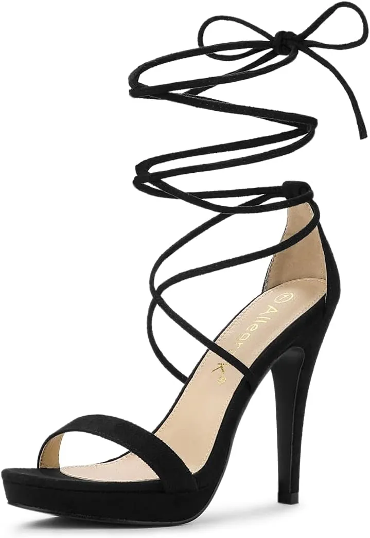Allegra K Women's Platform Stiletto Heels Lace Up Sandals