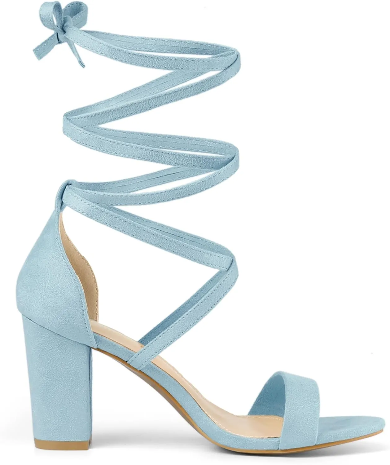 Allegra K Women's Strappy Lace Up Heel Chunky High Heels Sandals