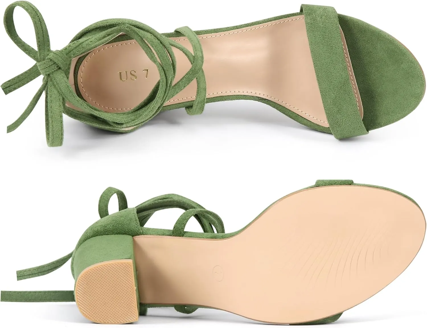 Allegra K Women's Strappy Lace Up Heel Chunky High Heels Sandals