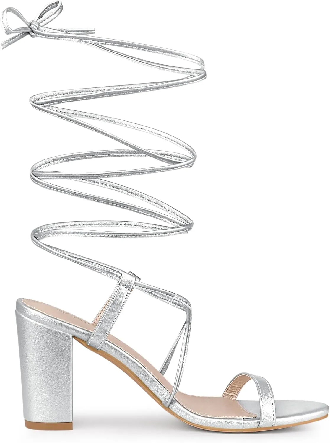 Allegra K Women's Strappy One Strap Lace Up Chunky Heels Sandals