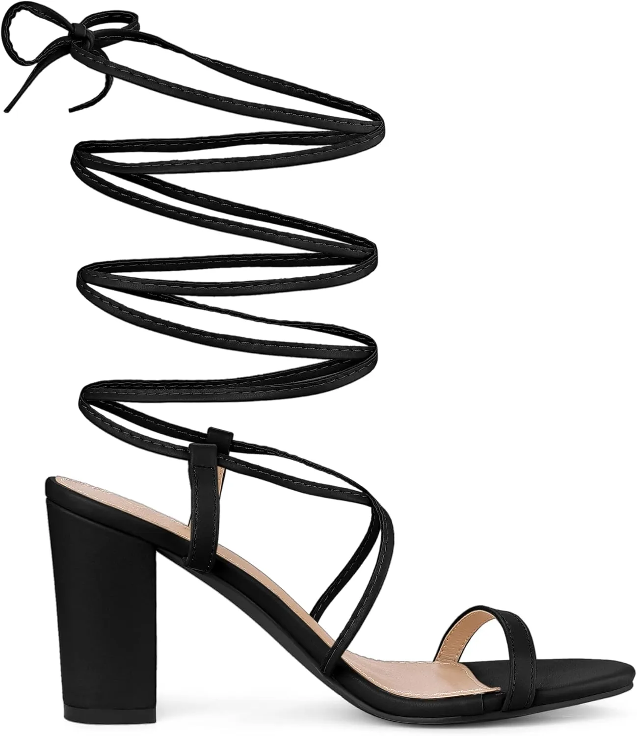 Allegra K Women's Strappy One Strap Lace Up Chunky Heels Sandals