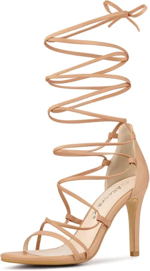 Allegra K Women's Strappy Straps Lace Up Stiletto Heel Sandals