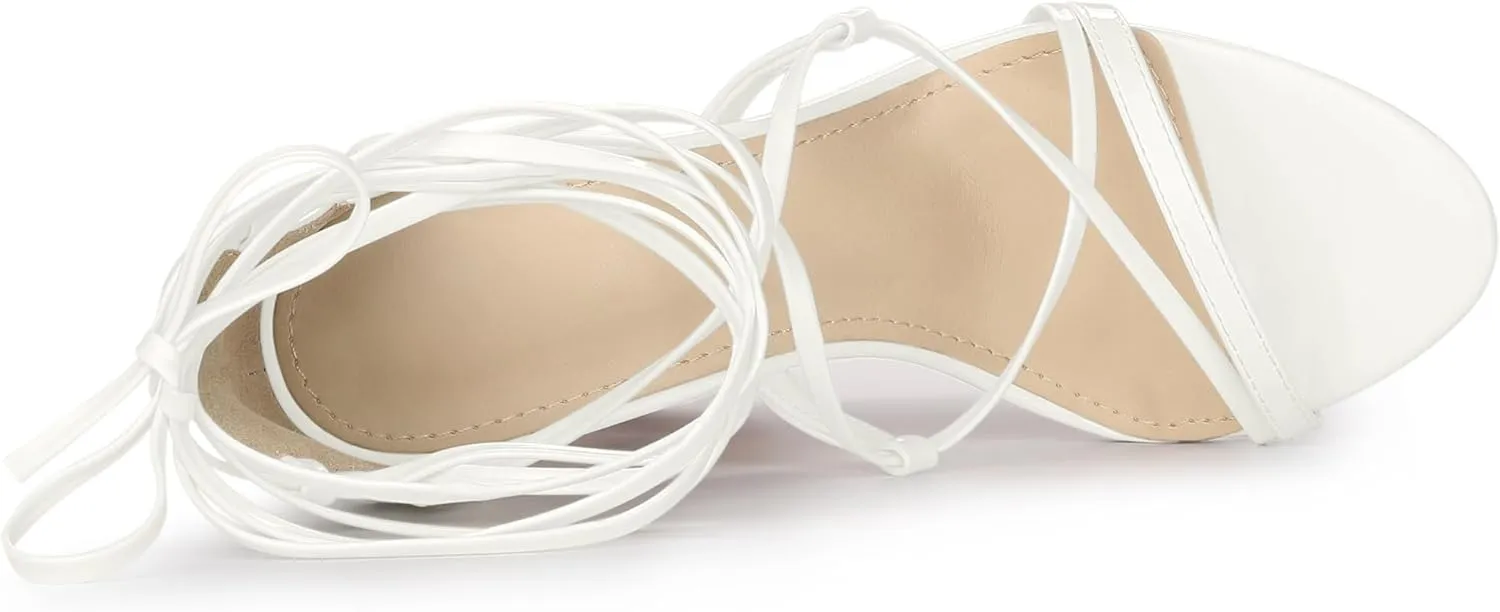 Allegra K Women's Strappy Straps Lace Up Stiletto Heel Sandals