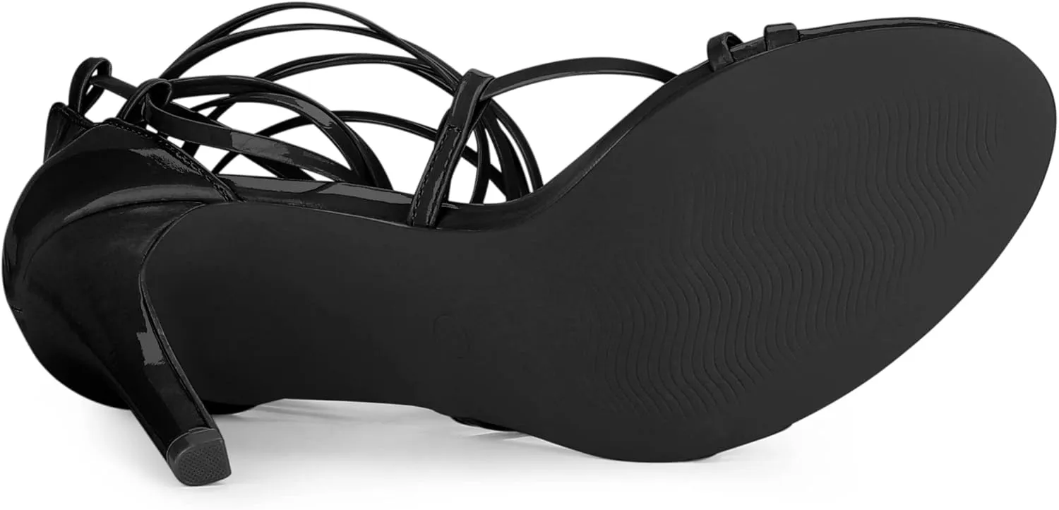 Allegra K Women's Strappy Straps Lace Up Stiletto Heel Sandals