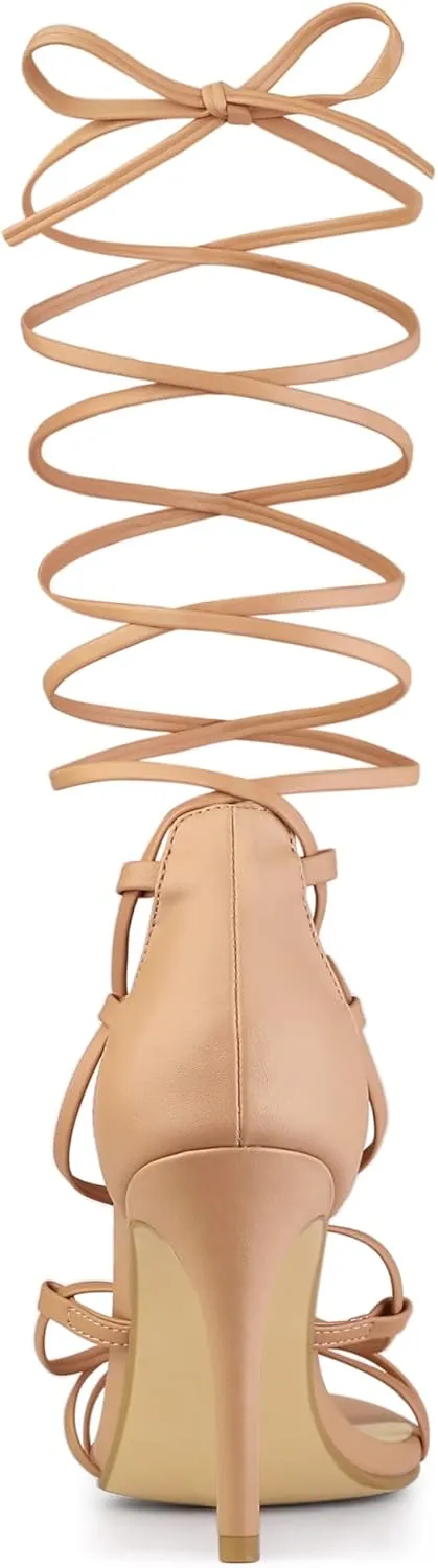 Allegra K Women's Strappy Straps Lace Up Stiletto Heel Sandals