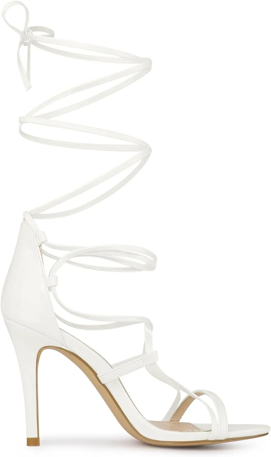 Allegra K Women's Strappy Straps Lace Up Stiletto Heel Sandals