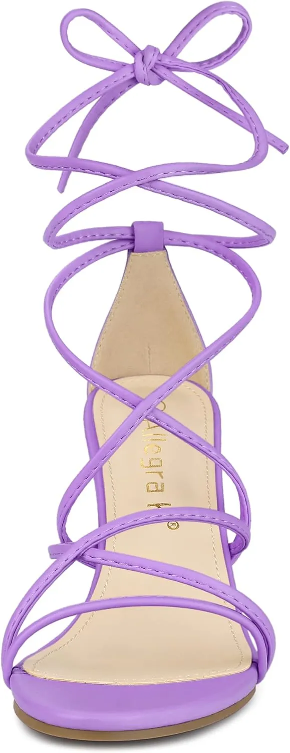 Allegra K Women's Wedge Heels Lace Up Strappy Low Wedges Sandals