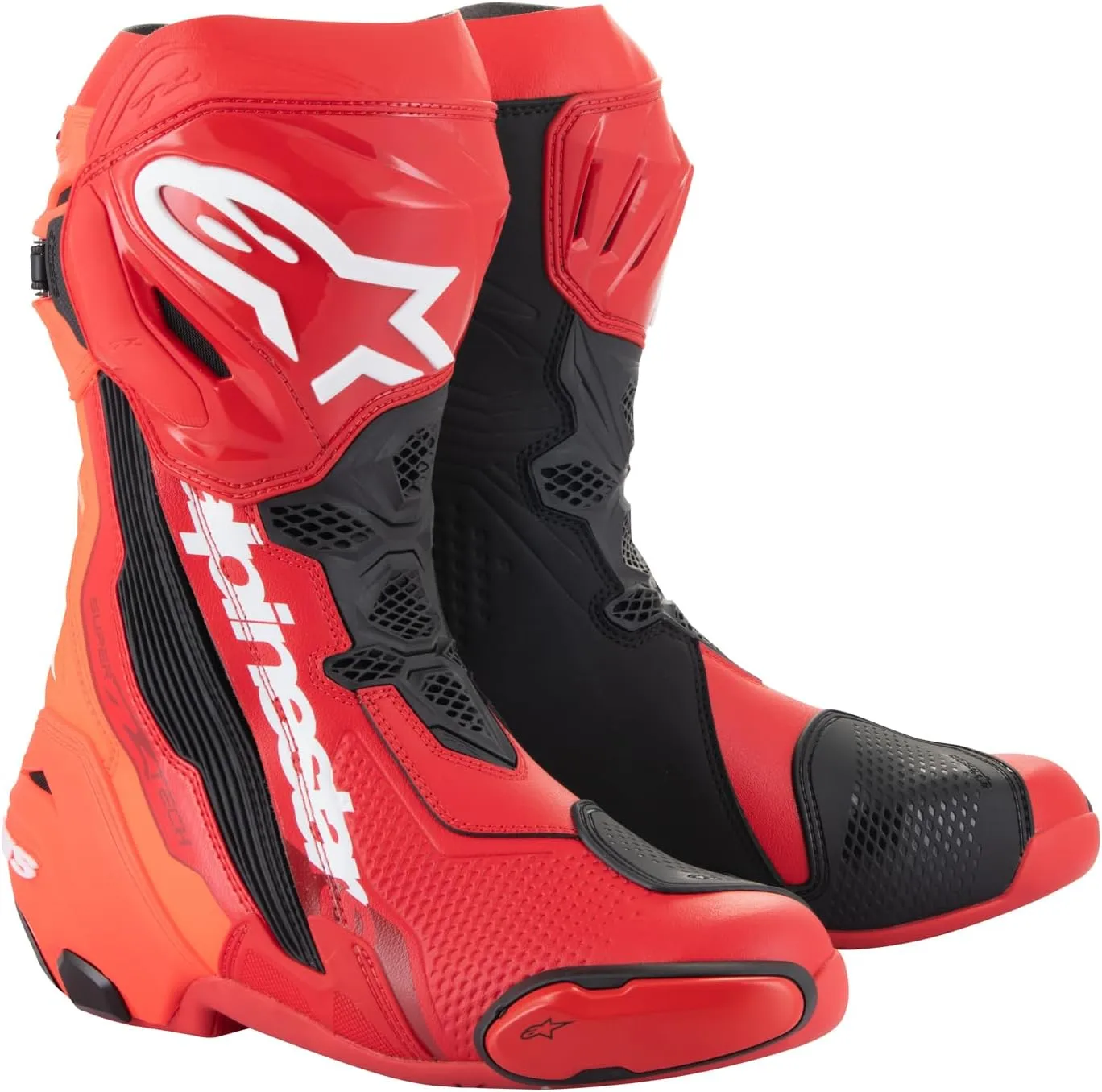 Alpinestars Supertech R Motocycle Racing Boots, CE-Certified High-Performance, Protection Footwear, 44, Bright Red/Red Fluo