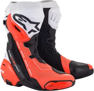 Alpinestars Supertech R Vented Boots (39) (BLACK/WHITE/RED/FLUORESCENT YELLOW)