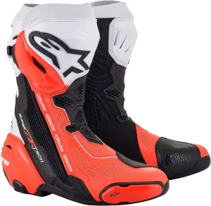 Alpinestars Supertech R Vented Boots-Black/White/Red Fluo-46