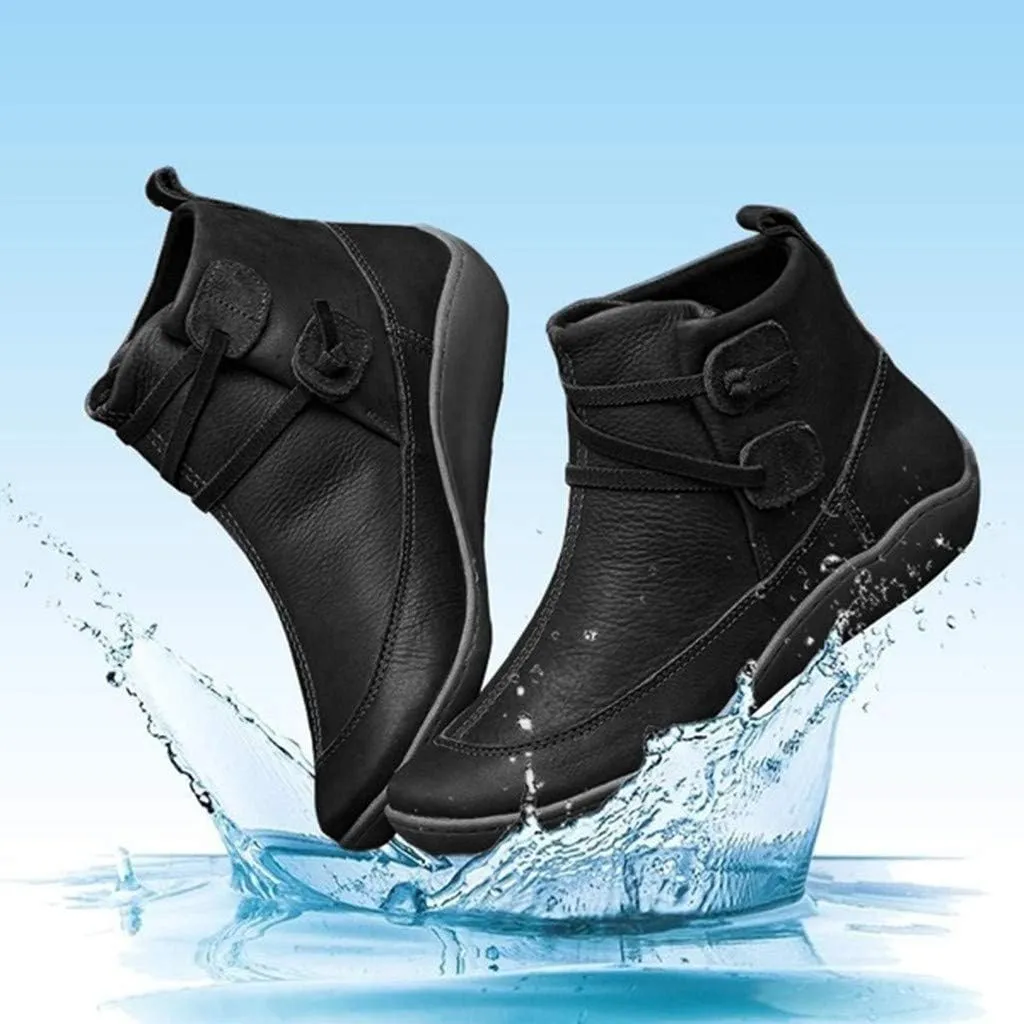 Ankle Booties for Women Flat Heel, Women’s Ankle Boots Fashion Lace-up Waterproof Shoes Vintage Booties Low Heel Arch Support