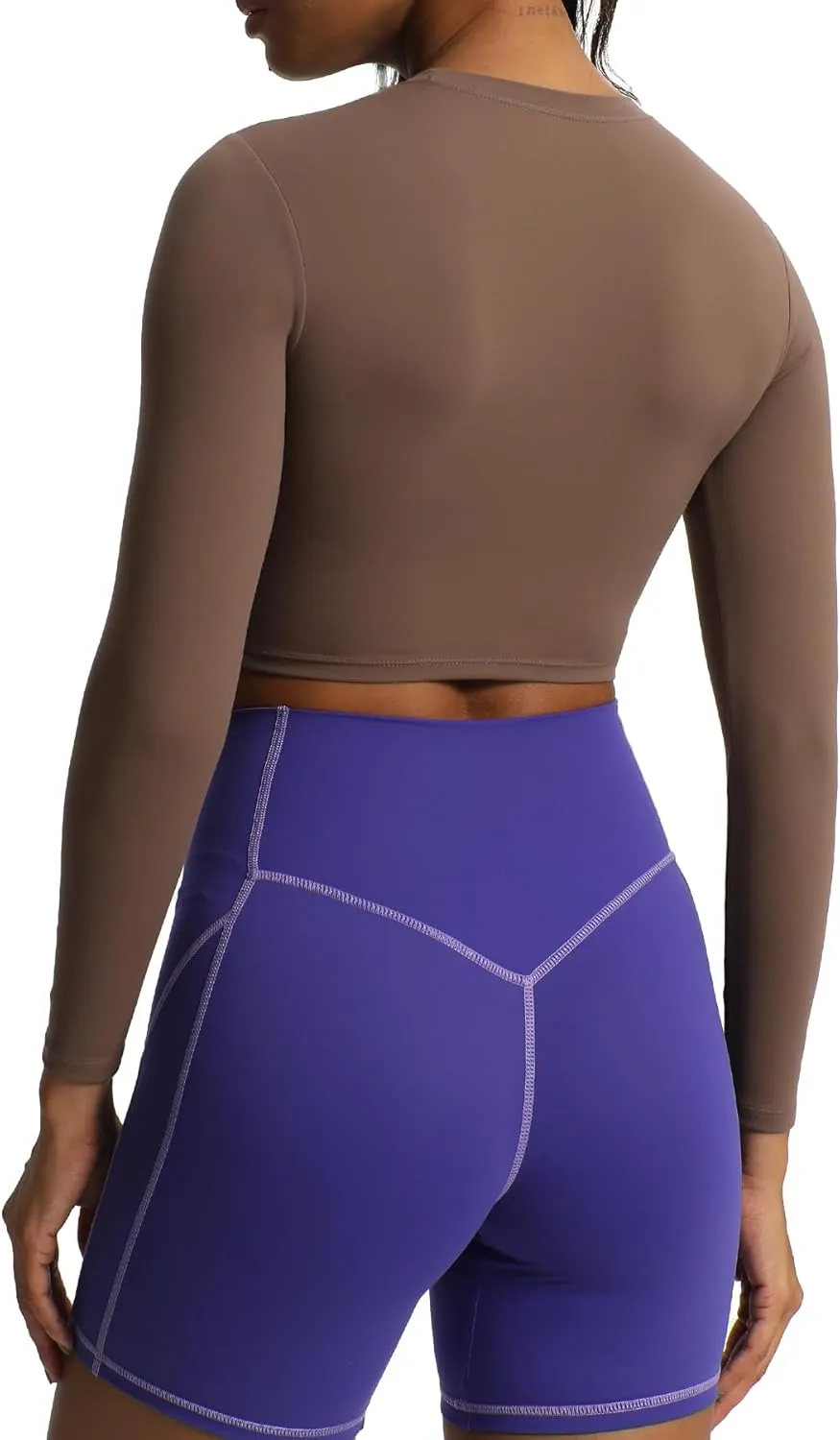 Aoxjox Long Sleeve Crop Tops for Women Classic Longline Workout Cropped T Shirt Top Length