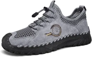 Asifn Mens Casual Sandals Breathable Outdoor Summer Hollow Mesh Non-slip Beach Hiking Leather Closed Toe Handmade Water Shoes
