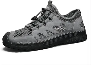 Asifn Men's Casual Sandals Closed Toe Hollow Handmade Hiking Walking Outdoor Summer Beach Breathable Soft Leather Water Shoes