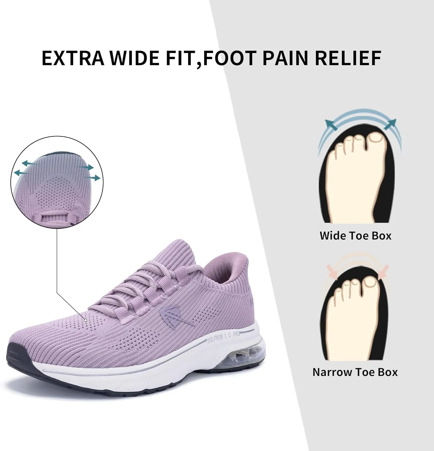 Autper Wide Toe Box Sneakers Women Slip-On Comfortable Air Walking Shoes with Arch Support Plantar Fasciitis Tennis Running Gym Athletic Shoes US6-11
