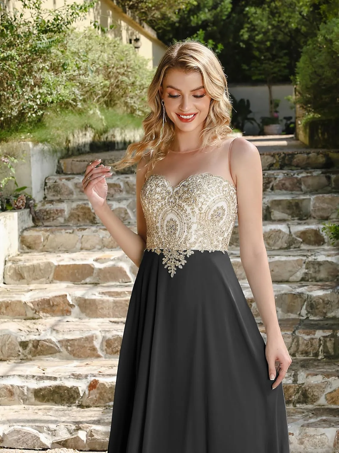 Babyonline Women's 2025 Summer Maxi Dress - Sleeveless Elegant Round Neck High Waist Flowy Wedding Guest Formal Long Dresses