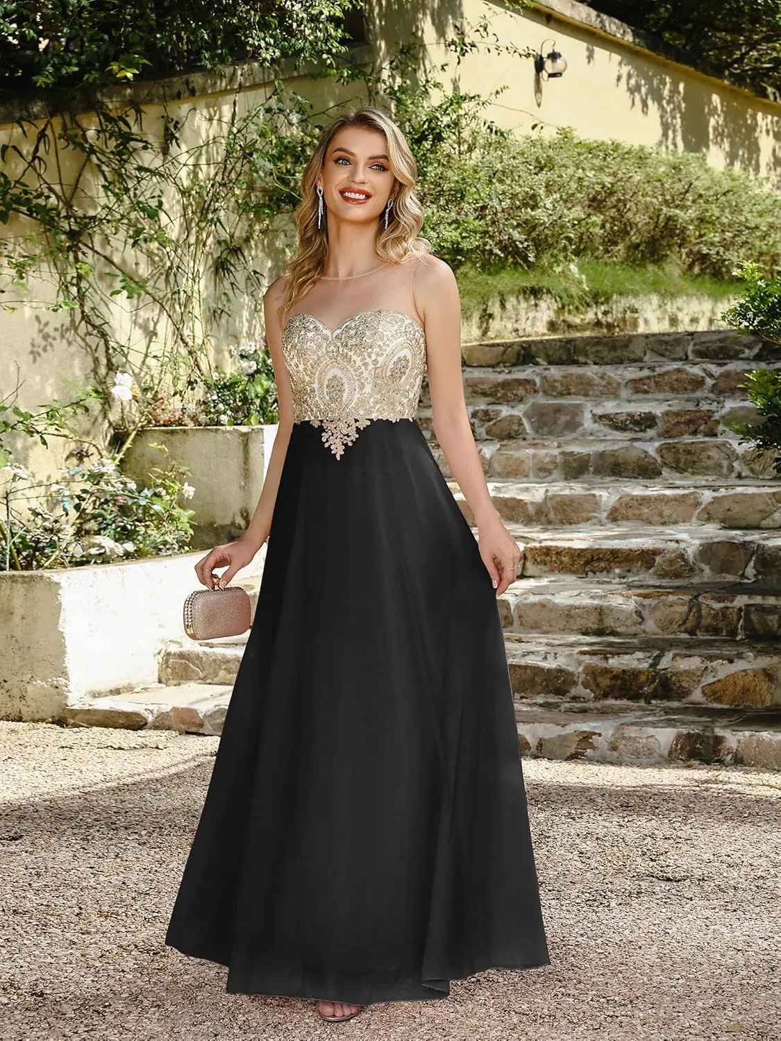 Babyonline Women's 2025 Summer Maxi Dress - Sleeveless Elegant Round Neck High Waist Flowy Wedding Guest Formal Long Dresses