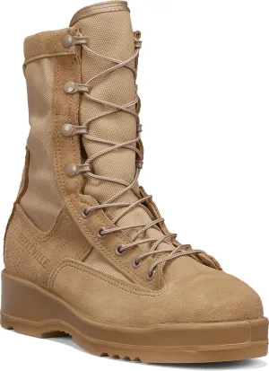 Belleville 330DES ST 8 Inch Hot Weather Steel Toe Flight Combat Boots for Men - USMC Navy Desert Tan Leather with Dri-Lex Lining and Vibram Chevron Outsole; Berry Compliant, Tan - 4.5 W