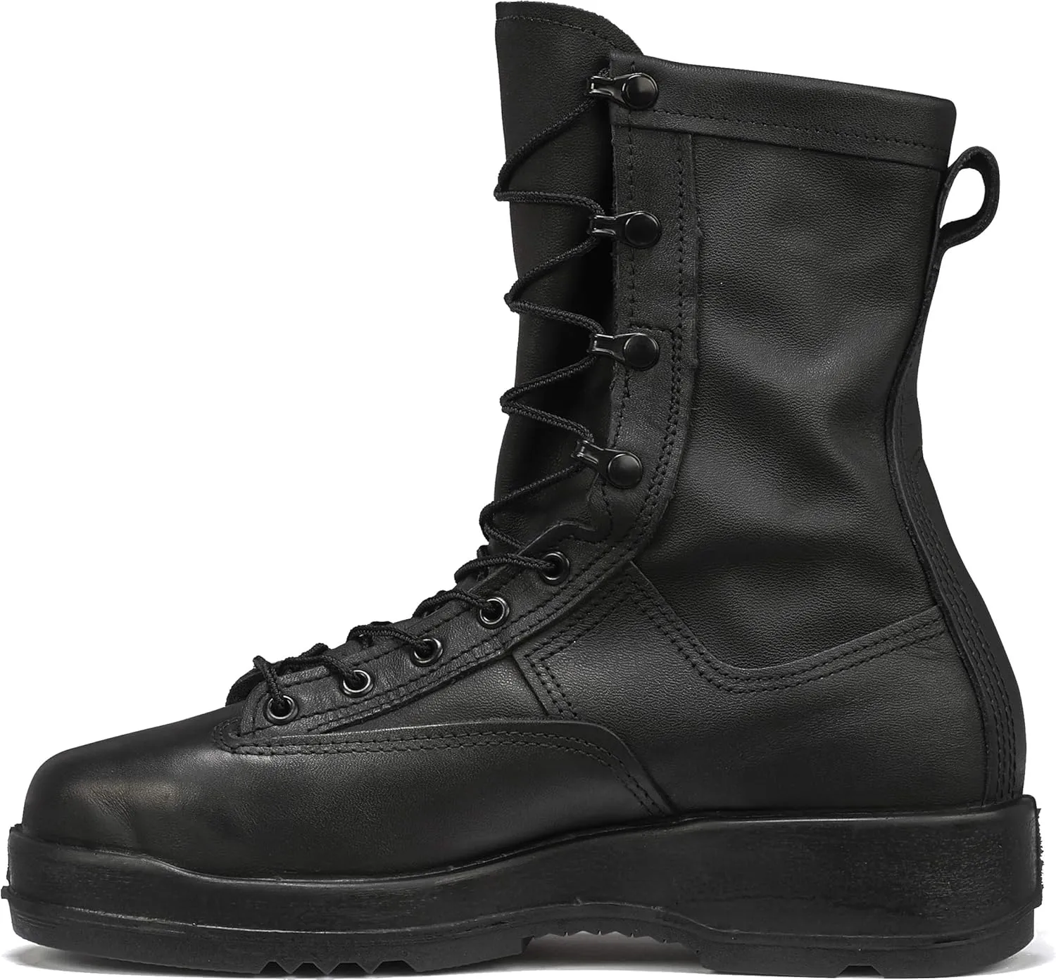Belleville 800 ST 8” Waterproof Steel Toe Flight and Flight Deck Combat Boots for Men - US Navy Black Leather with Gore-Tex Lining and Vibram Outsole; Berry Compliant, Black - 9.5 R