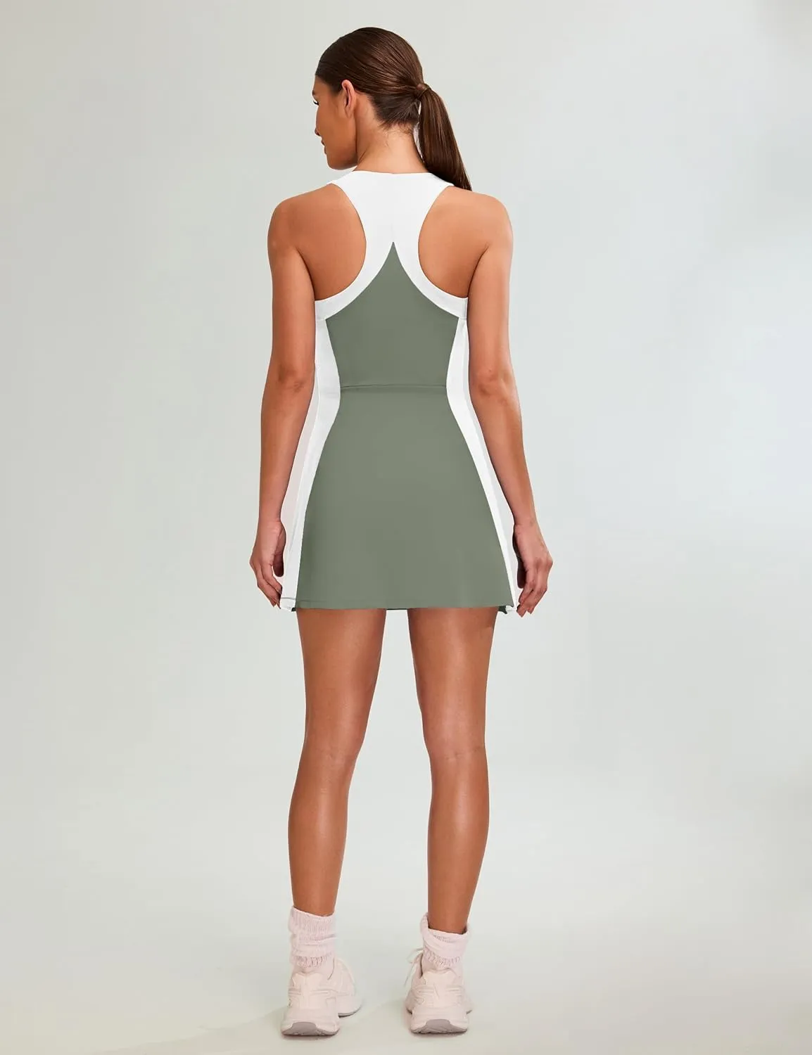 Blooming Jelly Women Tennis Dress Casual Athletic Color Block Outfit Racerback Built in Bra Golf Separate Shorts with Pocket