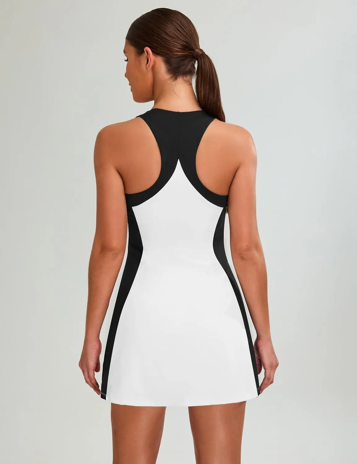 Blooming Jelly Women Tennis Dress Casual Athletic Color Block Outfit Racerback Built in Bra Golf Separate Shorts with Pocket