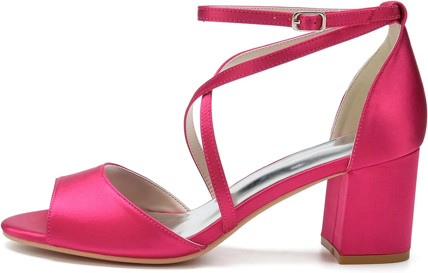 Bridal Sandals Women's Low Block Heel Cross Strap Peep Toe Wedding Dress Shoes Pumps