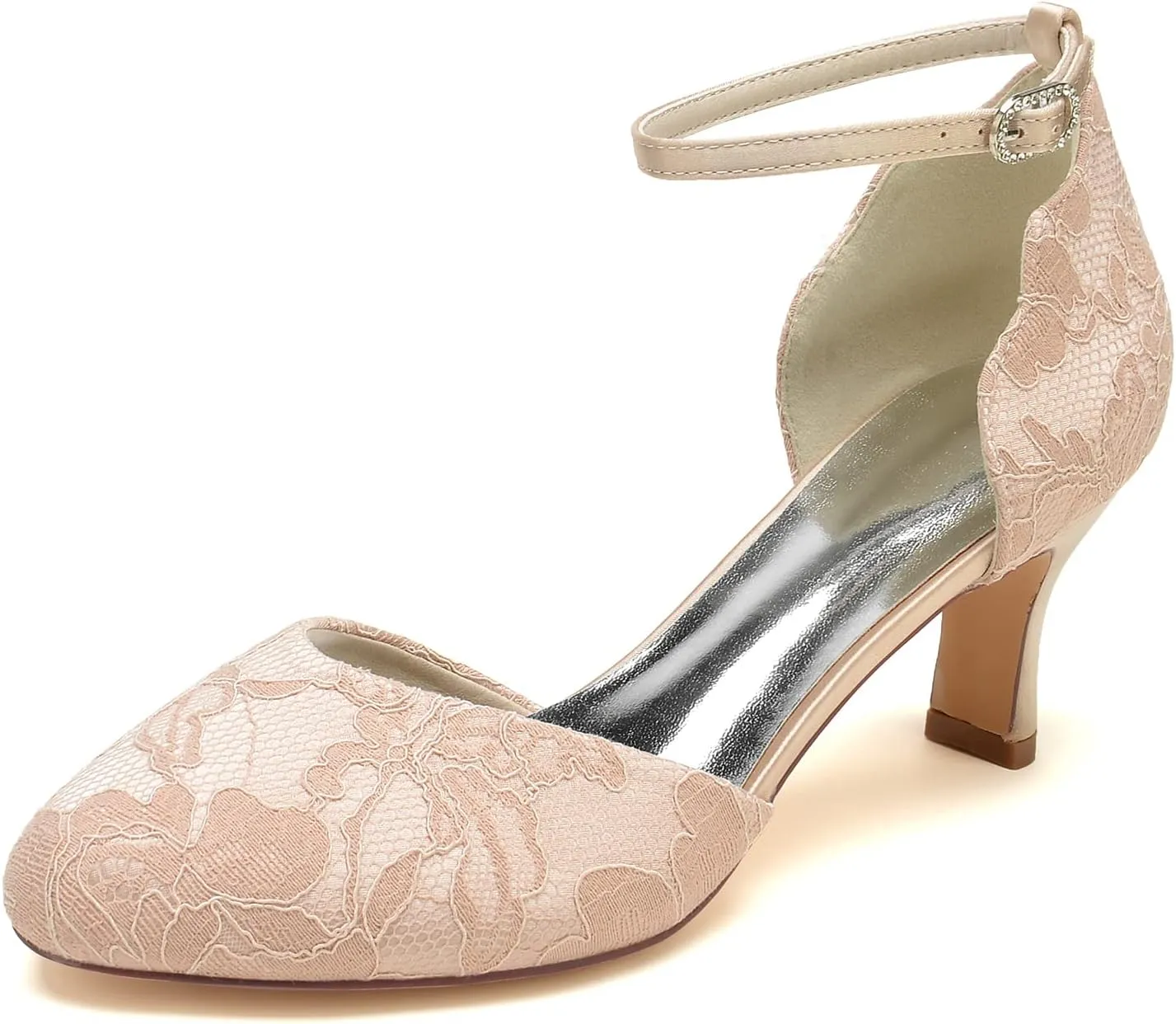 Bridal Shoes for the Bride Wedding Shoes D'Orsay Heels for Women Dress Shoes Satin Lace Round Toe Closed Toe Heeled Sandals High Heels Pumps Sandal