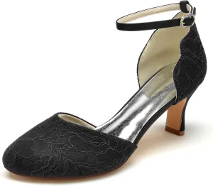 Bridal Shoes for the Bride Wedding Shoes D'Orsay Heels for Women Dress Shoes Satin Lace Round Toe Closed Toe Heeled Sandals High Heels Pumps Sandal