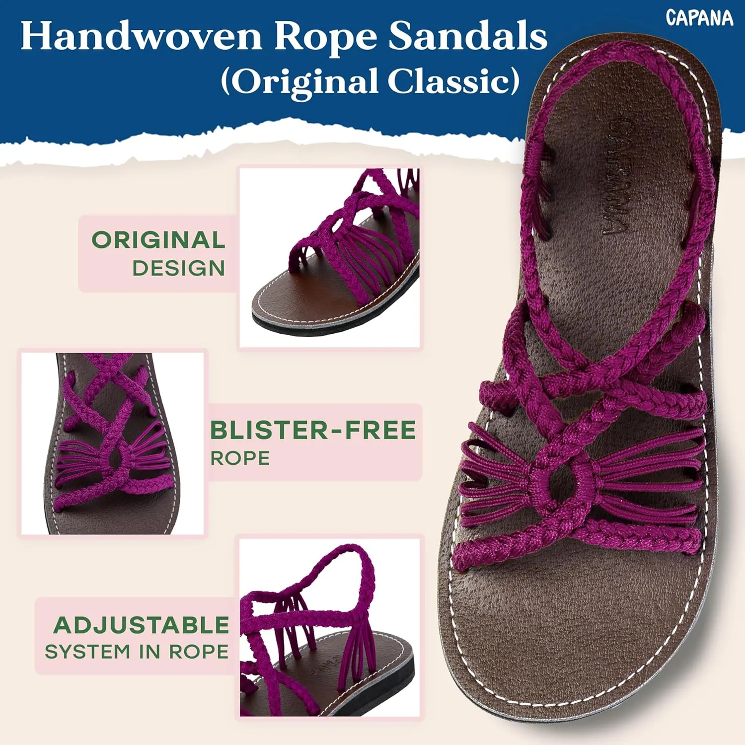 Capana Woven Women's Flat Sandals - Strappy Braided, Beach Sandals for Women Dressy Summer, Rope Bohemian Sandals, Spring Casual Womens Shoes, Comfy Boho Flats for Teen Girls – Relax (2nd Version)