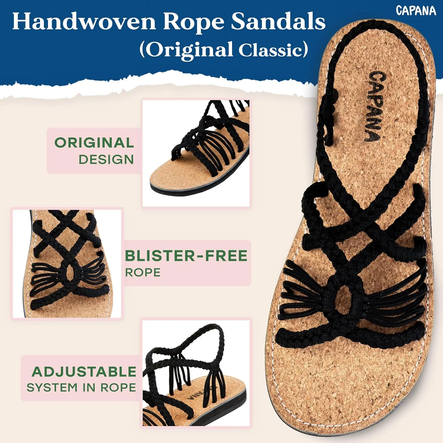 Capana Woven Women's Flat Sandals - Strappy Braided, Beach Sandals for Women Dressy Summer, Rope Bohemian Sandals, Spring Casual Womens Shoes, Comfy Boho Flats for Teen Girls – Relax (2nd Version)