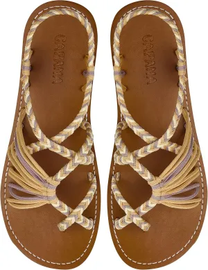 Capana Woven Women's Flat Sandals - Strappy Braided Sandals, Beach Sandals for Women Dressy Summer, Rope Bohemian Sandals, Spring Casual Womens Shoes, Comfy Boho Flats for Teen Girls – Banyan