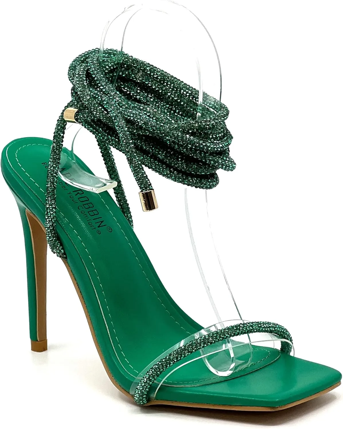 Cape Robbin Women's Rhinestone Lace Up High Heel Sandals