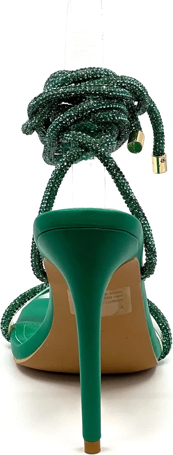 Cape Robbin Women's Rhinestone Lace Up High Heel Sandals