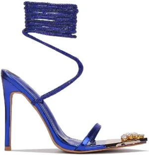 Cape Robbin Women's Rhinestone Lace Up Strappy Ankle Strap High Heel Sandals