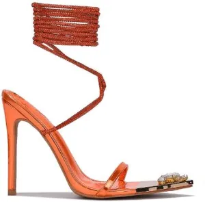 Cape Robbin Women's Rhinestone Lace Up Strappy Ankle Strap High Heel Sandals